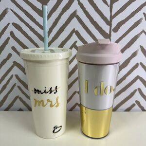 Kate Spade Marriage Bride Tumblers Set of 2 Coffee Travel Cups